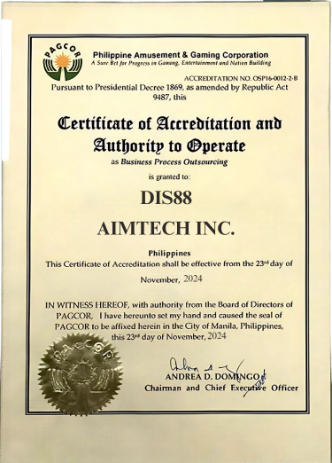 Dis88 certificate
